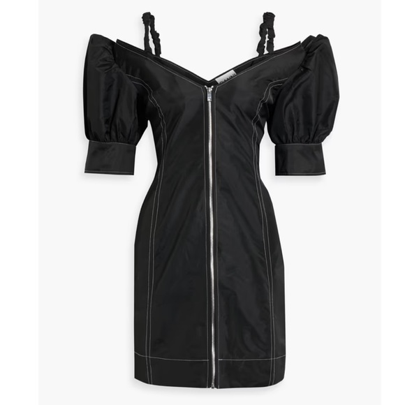 GANNI Cold-shoulder shell mini dress size 42 - Picture 2 of 4